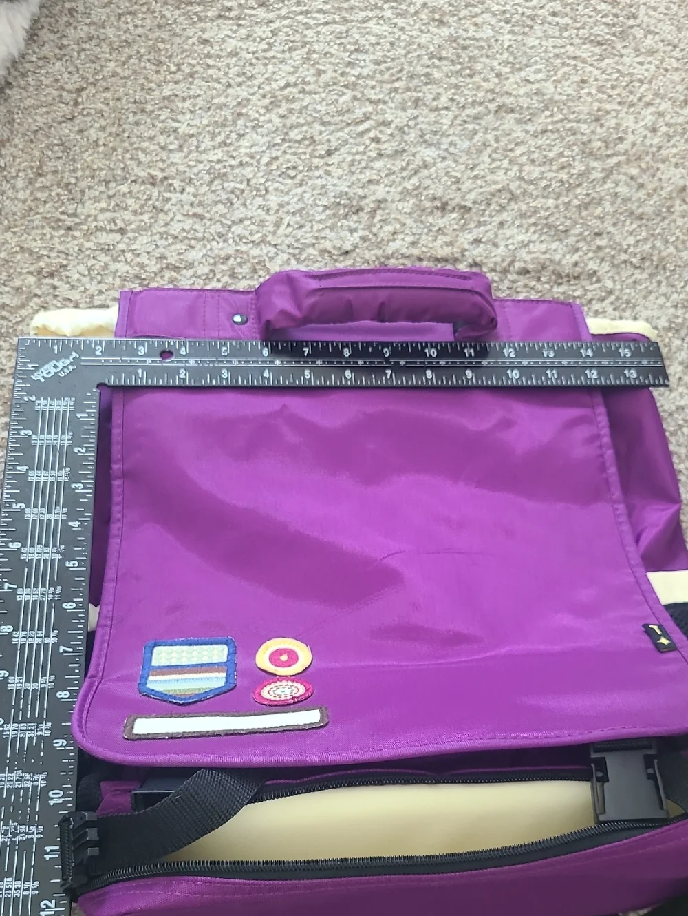 Purple Nylon Backpack with Cream Accents